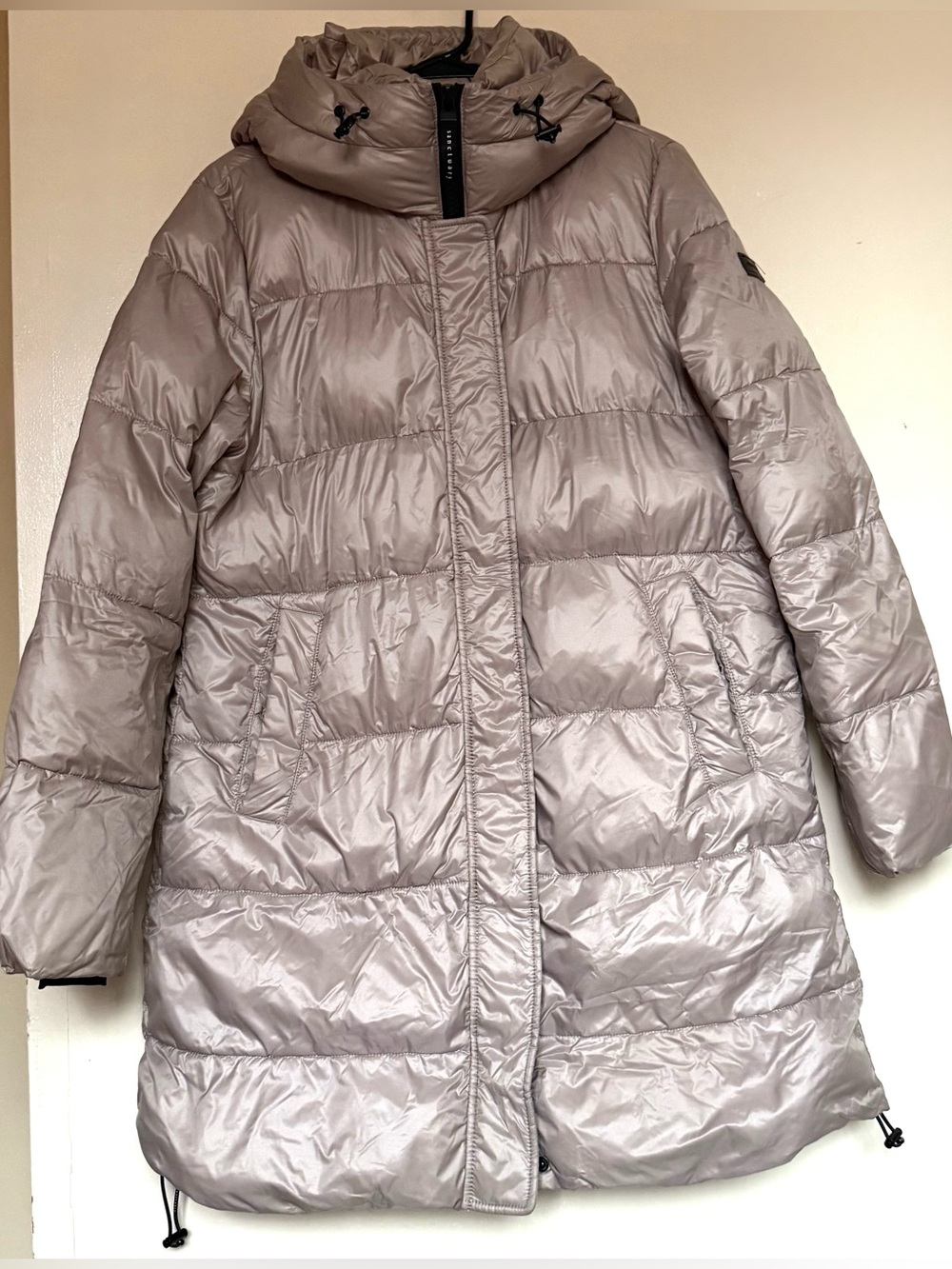 Sanctuary Light Taupe Quilted Hooded Long Puffer Coat